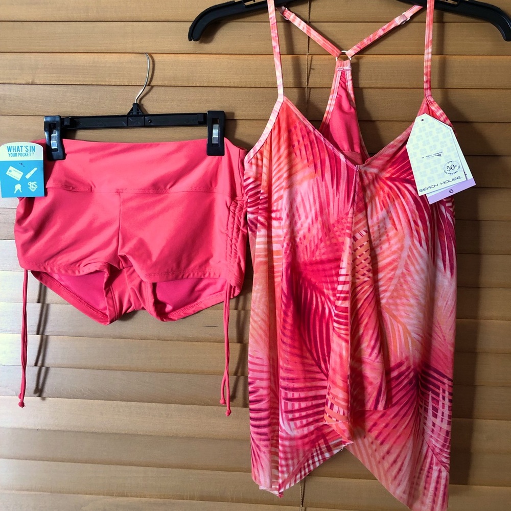 BEACH HOUSE SPORT NWT PRETTY 2 PIECES ORANGE/ CORAL COLOR SIZE 6 UPF 50+ SUN